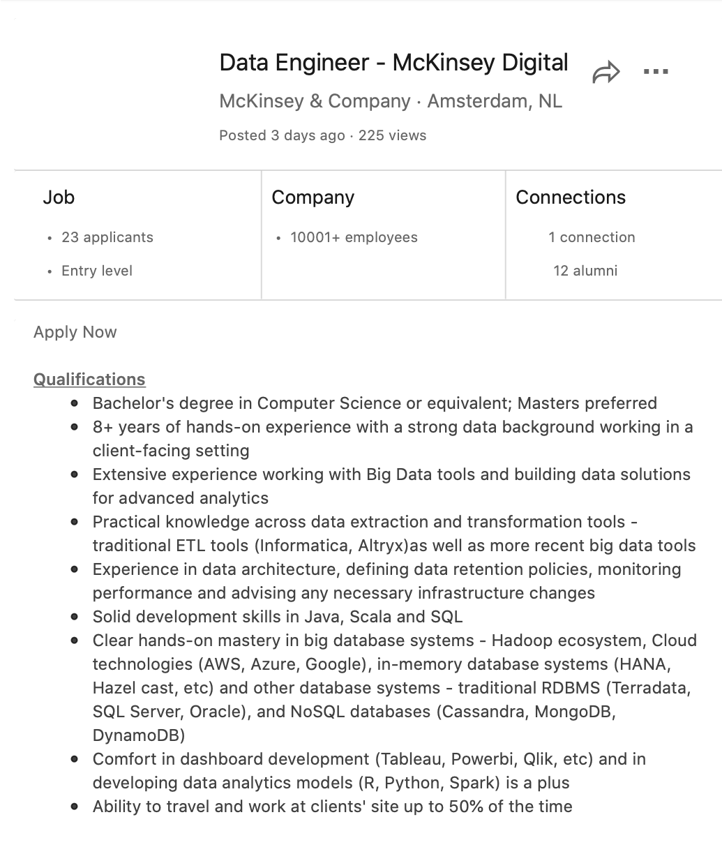 data engineer job ad